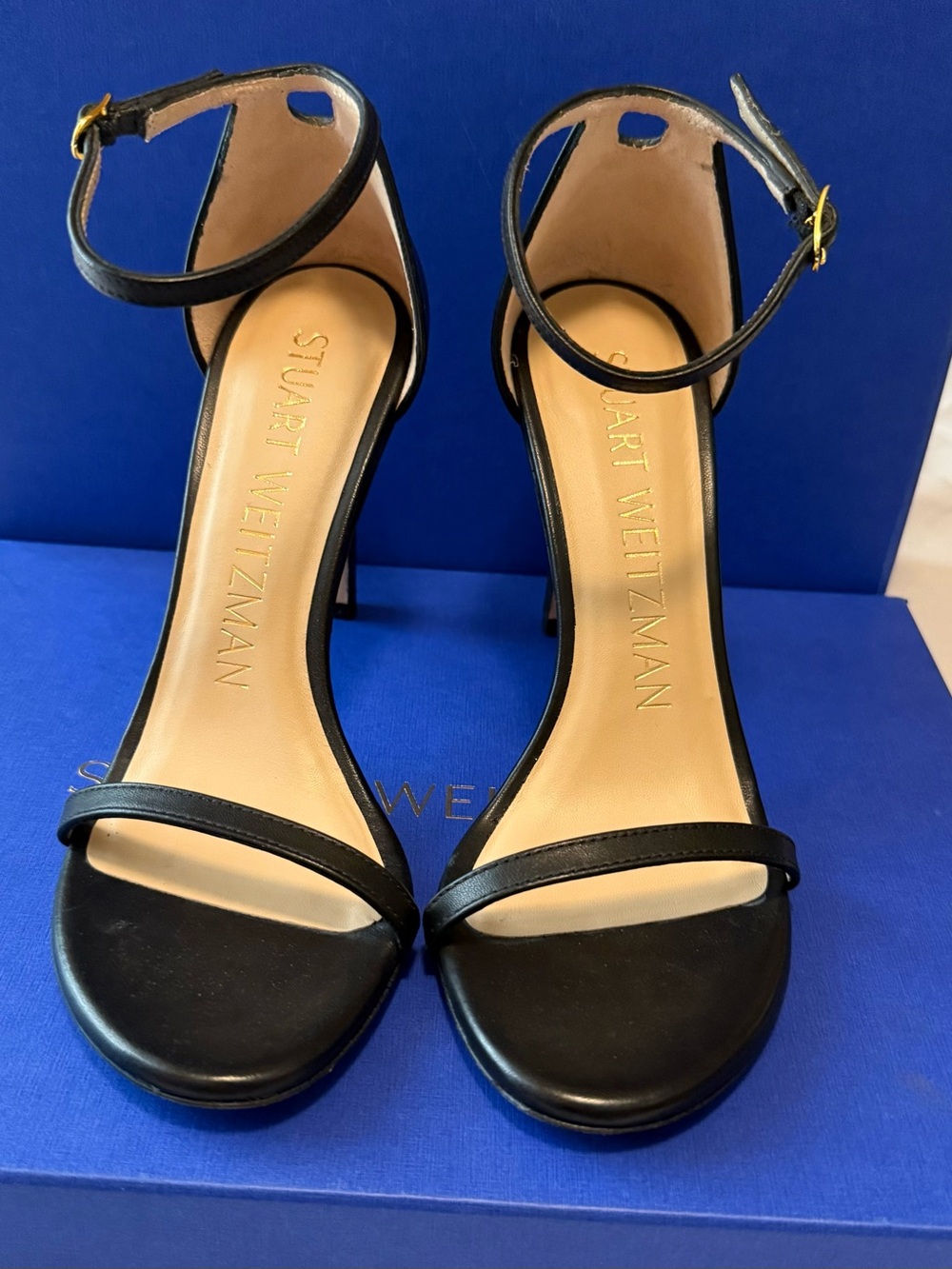 Stuart Weitzman Nudistsong Black Smooth Calf Heels Sz 5.5 B - Picture 2 of 6